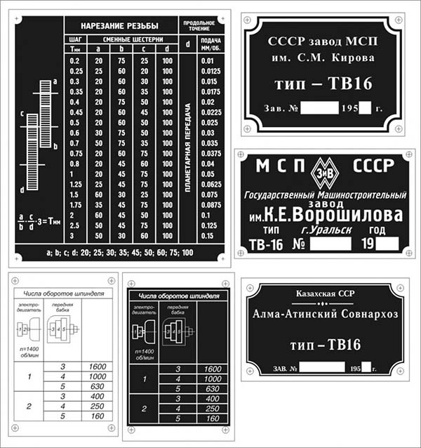 Таблиця різьб і подач токарно-гвинторізного верстата ТВ16 Таблиця різьб і подач токарно-гвинторізного верстата ТВ16